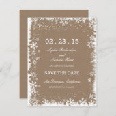 Rustikale Schneeflocken Winter retten Datumskarten Save The Date (Vorne/Hinten)