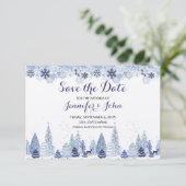 Rustikale Schneeflocken Winterheirat Save The Date (Stehend Vorderseite)