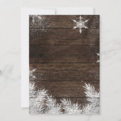 Rustikale Schneeflocken-Winterhochzeit Einladung (Rückseite)