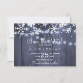 Rustikale Schneeflocken Winterhochzeit Foto rett D Save The Date (Vorderseite)
