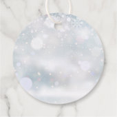 Rustikale Schneeflocken Winterhochzeit Geschenkanhänger (Rückseite)