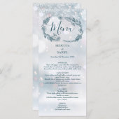 Rustikale Schneeflocken Winterhochzeit Menükarte (Vorne/Hinten)