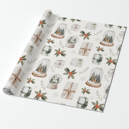 Rustikale Schneeglobe Weihnachtsgeschenke Geschenkpapier (Ungerollt)