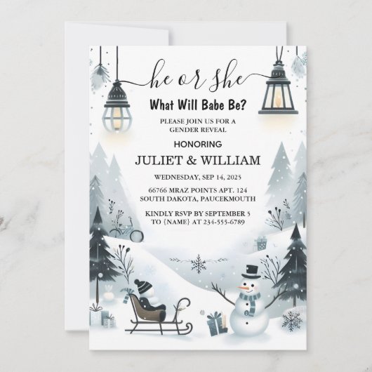 Rustikale Schneekälte Eis Gemütliche Winter Geschl Einladung (Vorderseite)