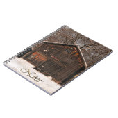 Rustikale Schneeszene und Vintage Hütte Notizblock (Linke Seite)