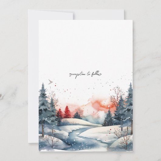 Rustikale Schneewaldhochzeit Einladung (Rückseite)