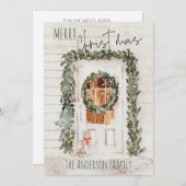 Rustikale Schneewittchen Weihnachtsferien Vordertü Feiertagskarte (Vorne/Hinten)