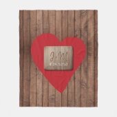 Rustikale Schnittholzpaare mit Monogramm-Initialen Fleecedecke (Vorderseite)