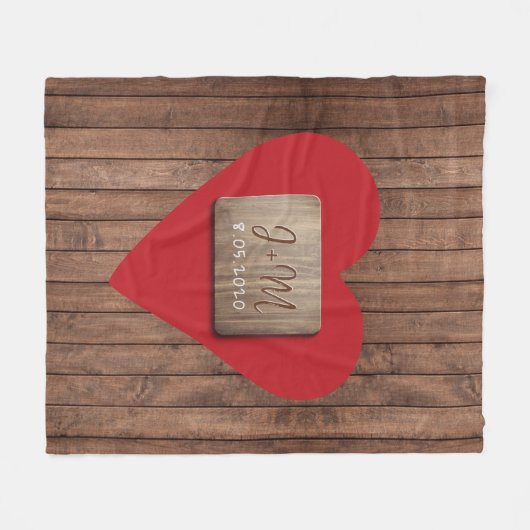Rustikale Schnittholzpaare mit Monogramm-Initialen Fleecedecke (Vorderseite (Horizontal))