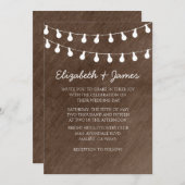 Rustikale Schnur der Lichter, die Einladungen (Vorne/Hinten)