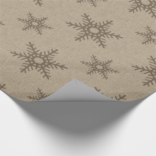 Rustikale Schokolade Imitate Burlap Snowflake Must Geschenkpapier (Ecke)