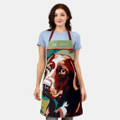 Rustikale Schokolade Labrador auf Camouflage Schürze (Getragen)