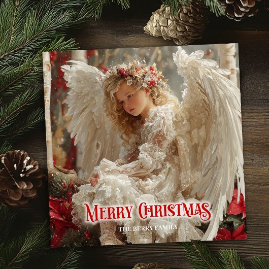 Rustikale schöne Engel-Digital-Weihnachtsgrüße Feiertagskarte