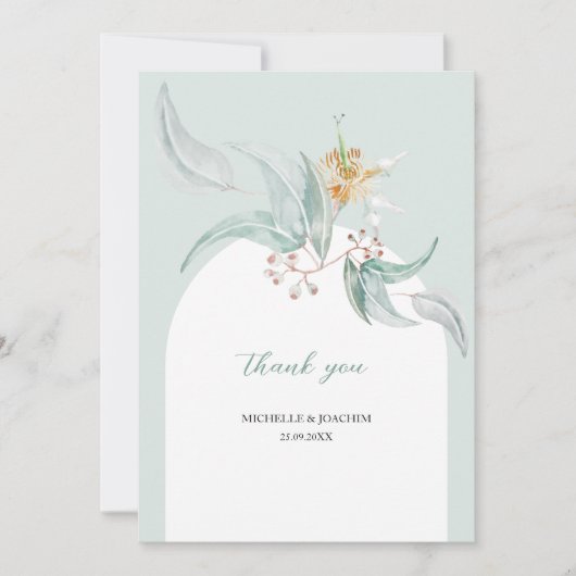 Rustikale Schöne Minze Eukalyptus Wasserfarben Kun Dankeskarte (Vorderseite)