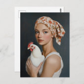 Rustikale Schönheit mit Hühnchen Postkarte (Vorne/Hinten)