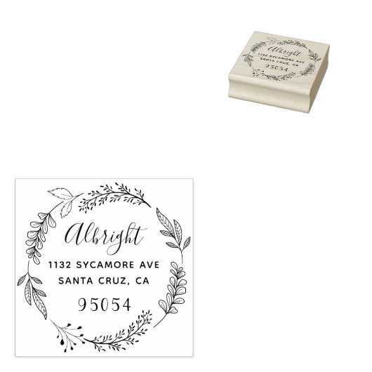 Rustikale Schreibadresse für Botanische Kleider Gummistempel (Stempel)