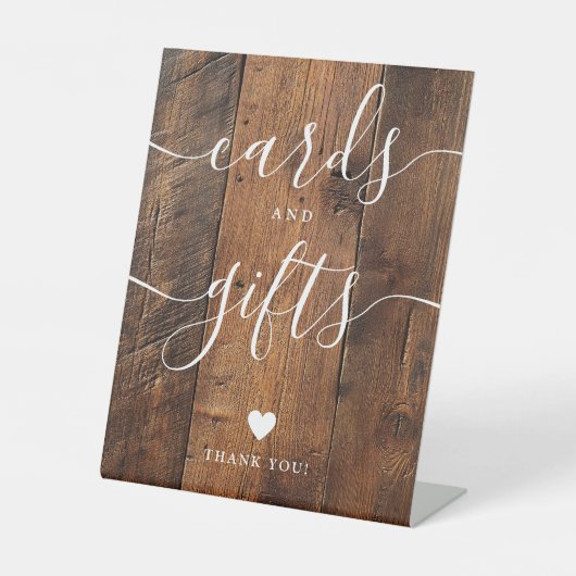 Rustikale Schreibkarten und Geschenke für Holzstäm Sockelschild (Vorderseite)