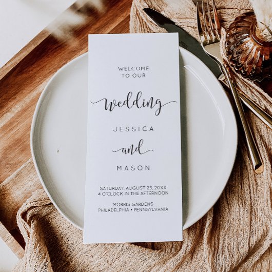 Rustikale Schreibschrift Tri-Fold Hochzeitsprogram Flyer