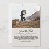 Rustikale Schrift einfache zwei-Foto-Hochzeit Save The Date (Rückseite)
