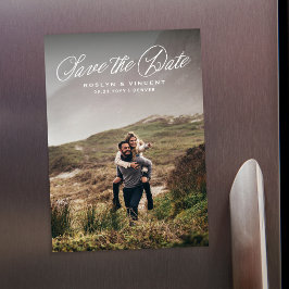 Rustikale Schrift Foto Hochzeit Save-the-Date-Kart Magneteinladung