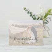 Rustikale Schrift Foto Moderne Hochzeit Dankeskarte (Stehend Vorderseite)