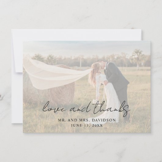 Rustikale Schrift Foto Moderne Hochzeit Dankeskarte (Vorderseite)