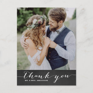 Rustikale Schrift Hochzeit Dankeskarte im vertikal Postkarte