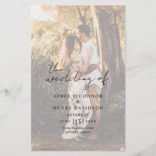 Rustikale Schrift Hochzeitsprogramm-Foto im modern Flyer (Vorne)