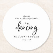 Rustikale Schrift Nimm nicht mein Getränk, ich tan Runder Pappuntersetzer (Vorderseite)