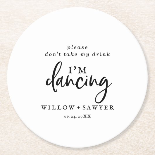 Rustikale Schrift Nimm nicht mein Getränk, ich tan Runder Pappuntersetzer (Vorderseite)