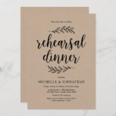 Rustikale Schrift, rustikale Kraft, Probe Abendess Einladung (Vorne/Hinten)