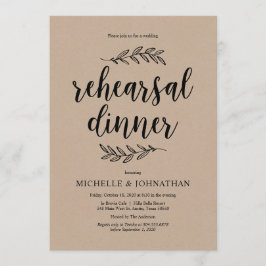 Rustikale Schrift, rustikale Kraft, Probe Abendess Einladung