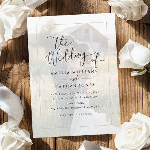 Rustikale Schrift Schwarz-Weiß-Foto-Hochzeit   Einladung