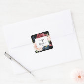 Rustikale Schwarz-Botanische Hochzeitssemble-Umsch Quadratischer Aufkleber (Umschlag)