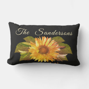 Rustikale schwarz-goldene Gelbblüte Kissen Für Draußen