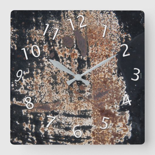 Rustikale Schwarz Grunge Texture Werkstatt Garage Quadratische Wanduhr (Vorderseite)