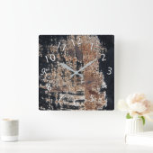Rustikale Schwarz Grunge Texture Werkstatt Garage Quadratische Wanduhr (Zuhause)