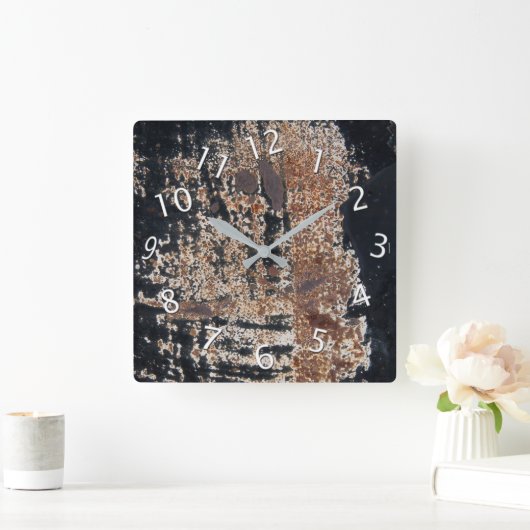 Rustikale Schwarz Grunge Texture Werkstatt Garage Quadratische Wanduhr (Zuhause)