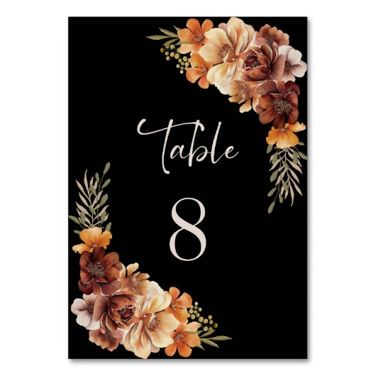 Rustikale Schwarz-Hochzeit-Tischnummer Tischnummer (Vorderseite)