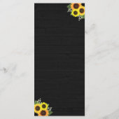 Rustikale Schwarz-Holz Lichter Spitzen Sonnenblume Menükarte (Rückseite)