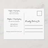 Rustikale Schwarz-Holz Sonnenblumen Hochzeit speic Ankündigungspostkarte (Rückseite)