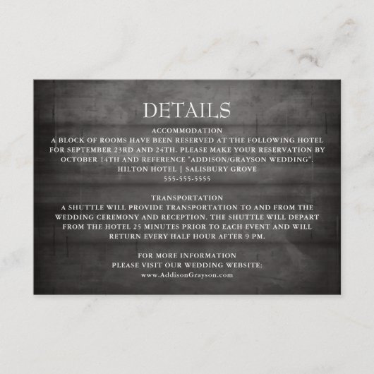 Rustikale Schwarz-Holz-String Lichter Hochzeiten D Begleitkarte (Vorderseite)