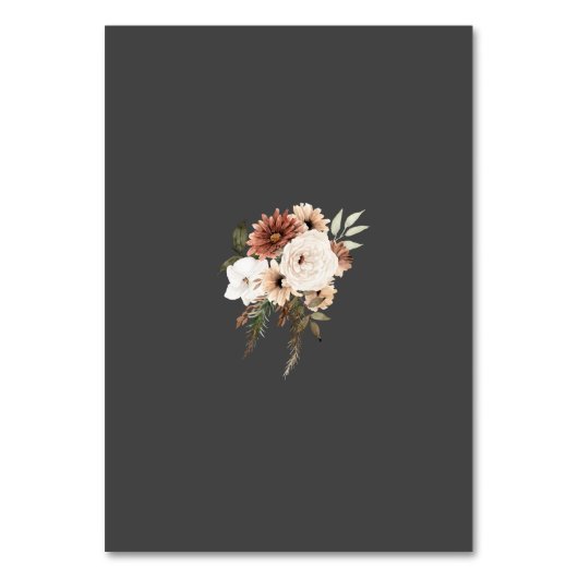 Rustikale Schwarz-Pfirsich-Blütenhochzeit-Tischnum Tischnummer (Rückseite)