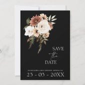 Rustikale Schwarz Pfirsichblütenhochzeit retten da Save The Date (Vorderseite)