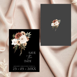 Rustikale Schwarz Pfirsichblütenhochzeit retten da Save The Date