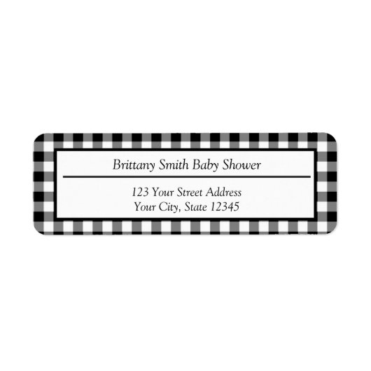 Rustikale Schwarz-Weiß-Buffalo-Karierte Adresse (Vorne)