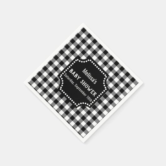 Rustikale Schwarz-Weiß-Gingham-Kinderdusche Serviette (Ecke)