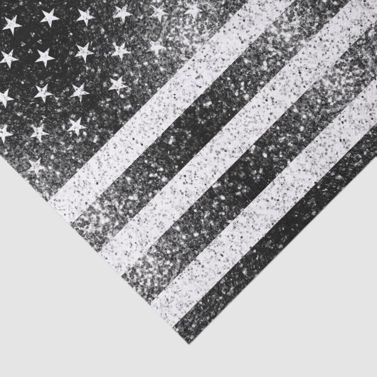 Rustikale Schwarz-weiß-graue Glitzern - USA-Flagge Seidenpapier (Ausschnitt)