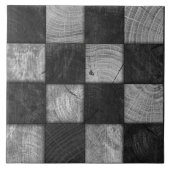 Rustikale Schwarz-Weiß-Holz-Platz Mosaik Kunst Fliese (Vorderseite)