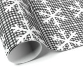 Rustikale Schwarz-Weiß-Karierte Schneeflocke Weihn Geschenkpapier (Rolleneckpunkt)